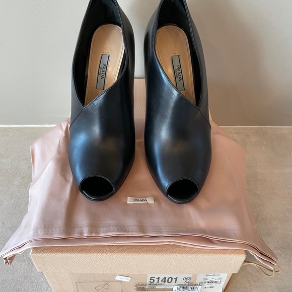 Prada Asymmetric Peep Toe Bootie Size 38.5 - Picture 6 of 8